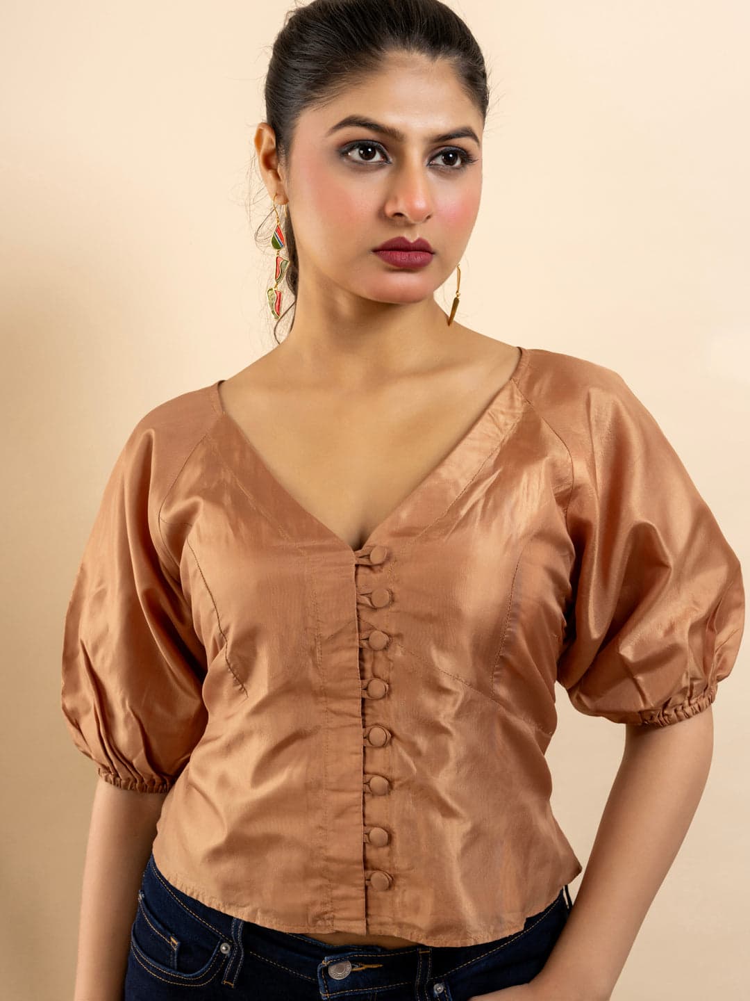Toffee Button Blouse
